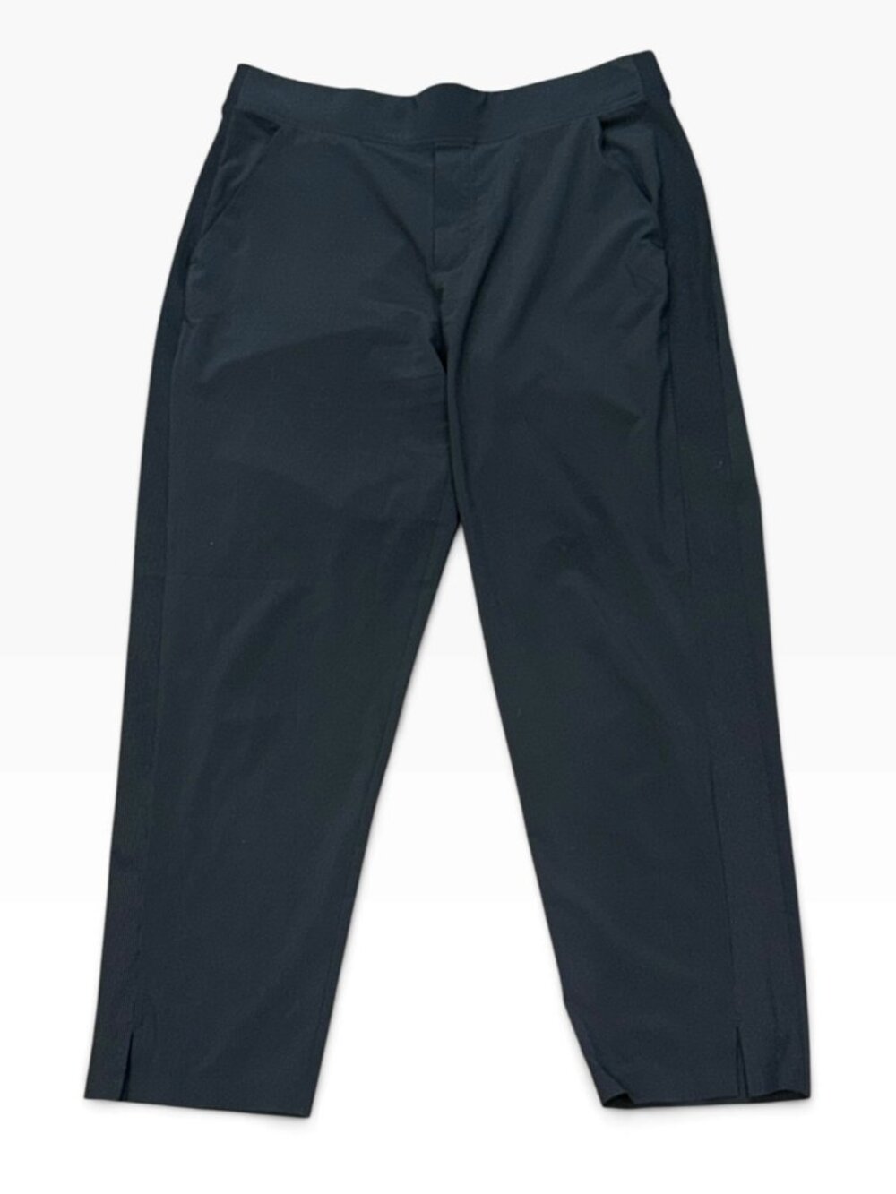 Athleta Endless High Rise Black Pants Ribbed Side Size 12 Athleisure Travel